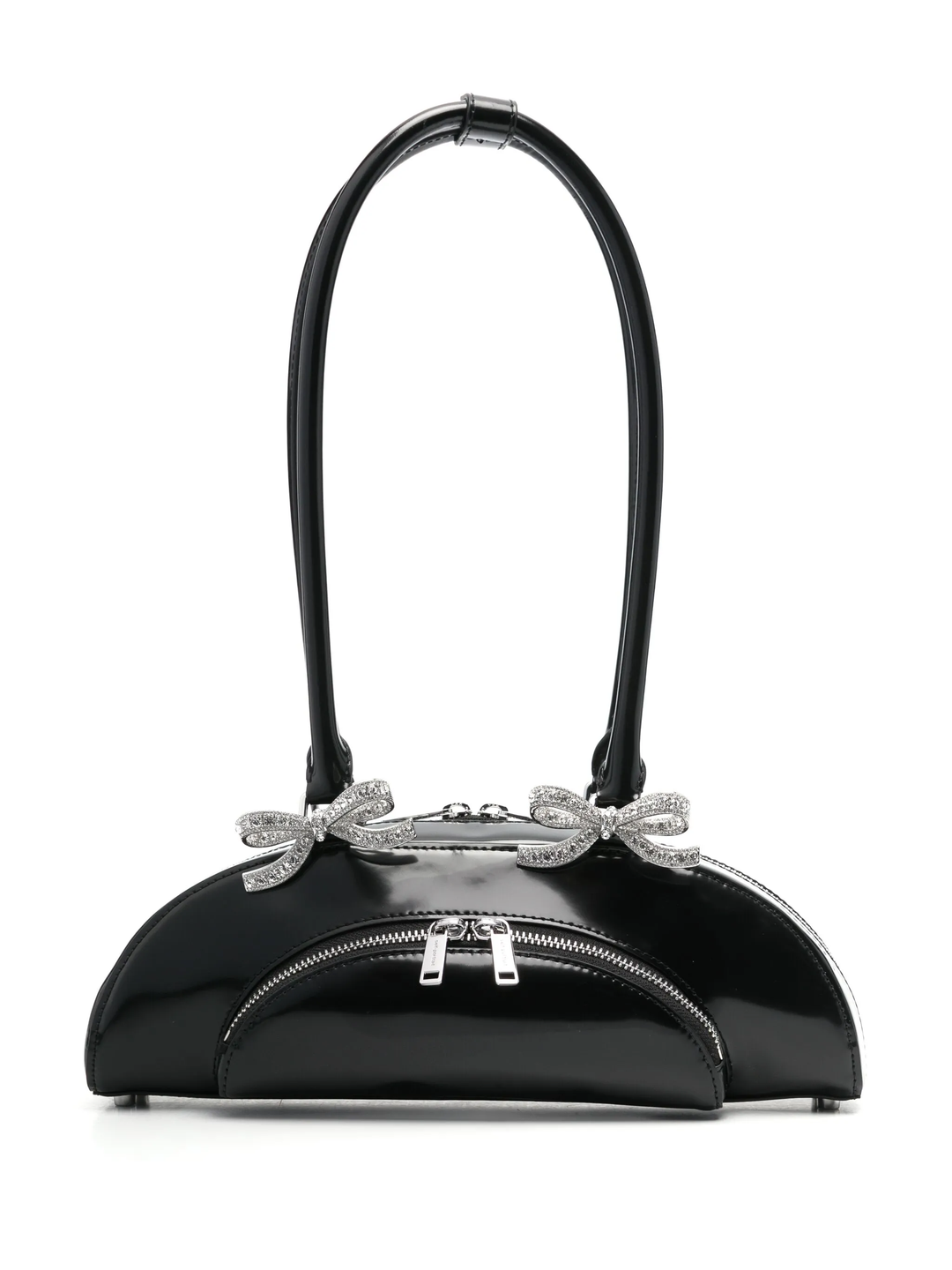 Black Leather Curved Shoulder Bag