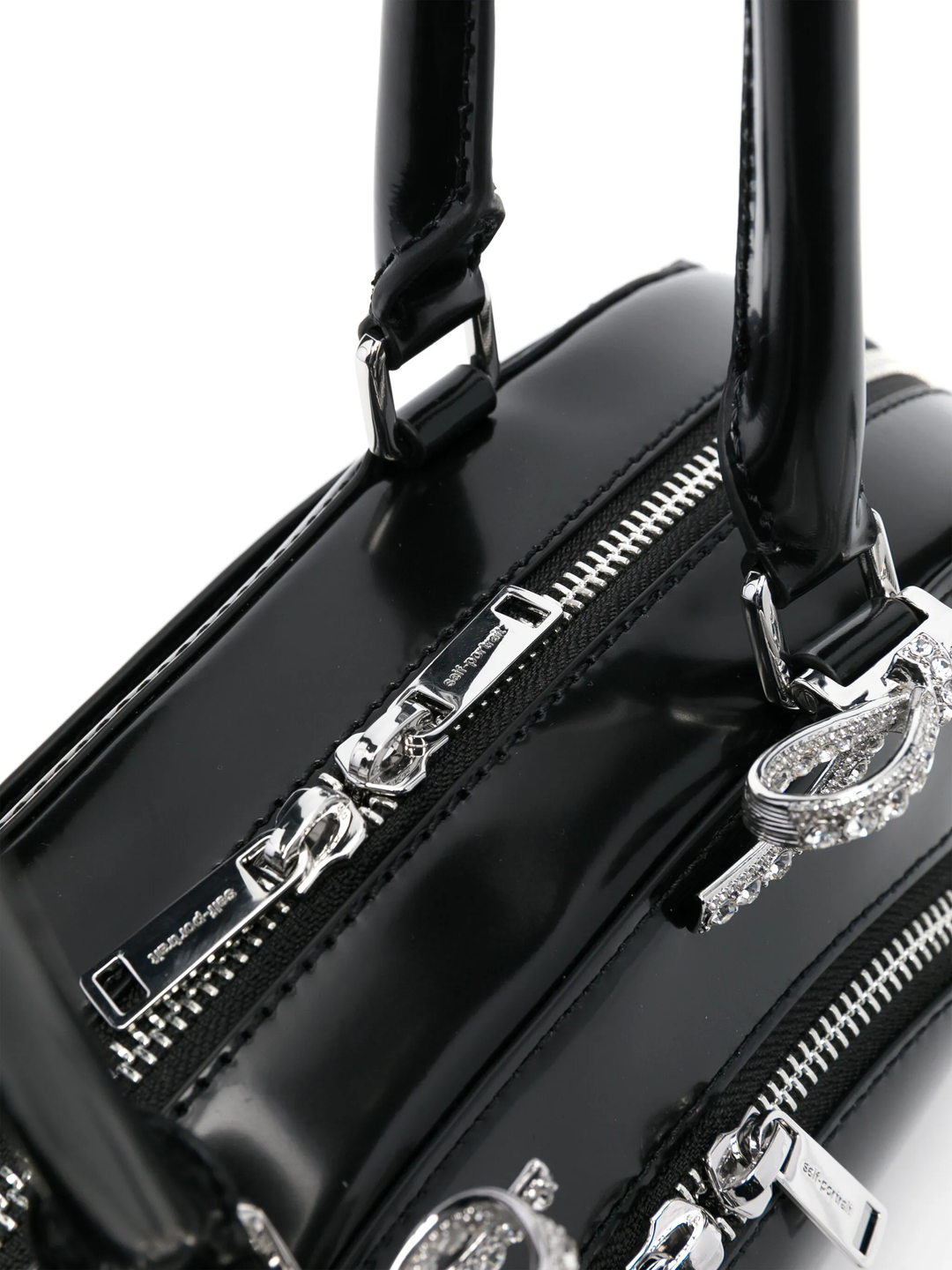 Black Leather Curved Shoulder Bag