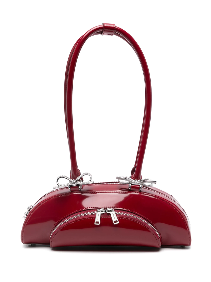 Burgundy Leather Curved Shoulder Bag