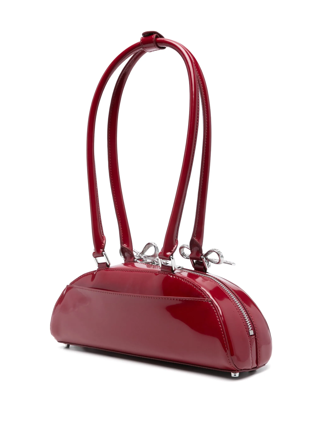 Burgundy Leather Curved Shoulder Bag