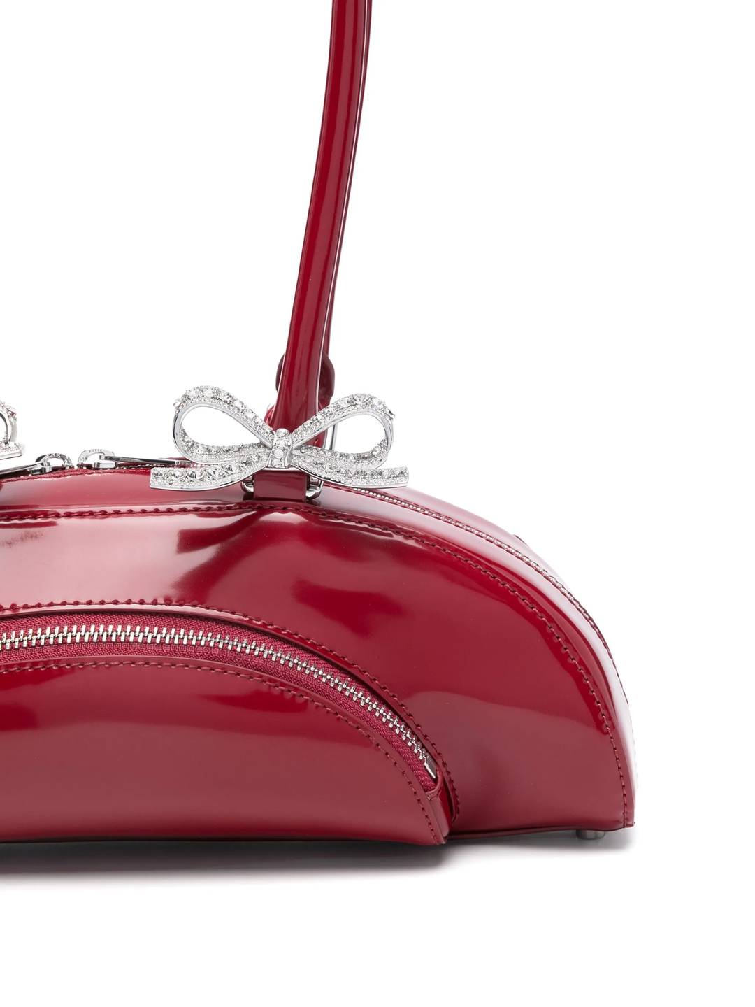 Burgundy Leather Curved Shoulder Bag