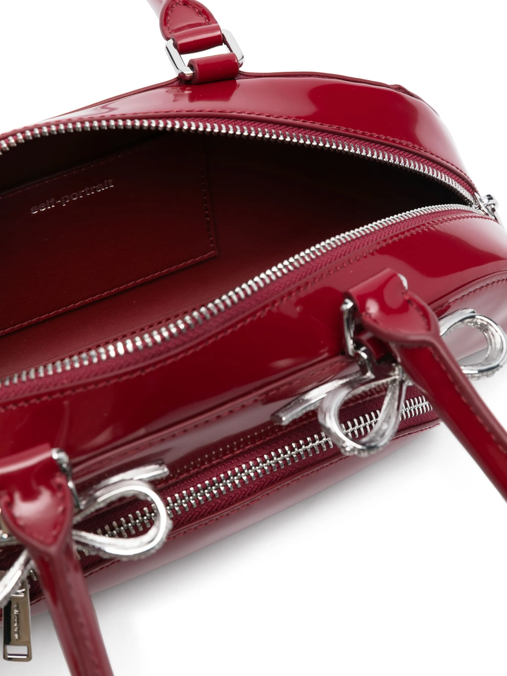 Burgundy Leather Curved Shoulder Bag