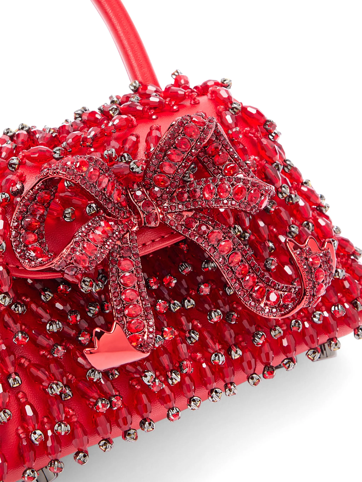 Red Embellished Micro Bow Bag