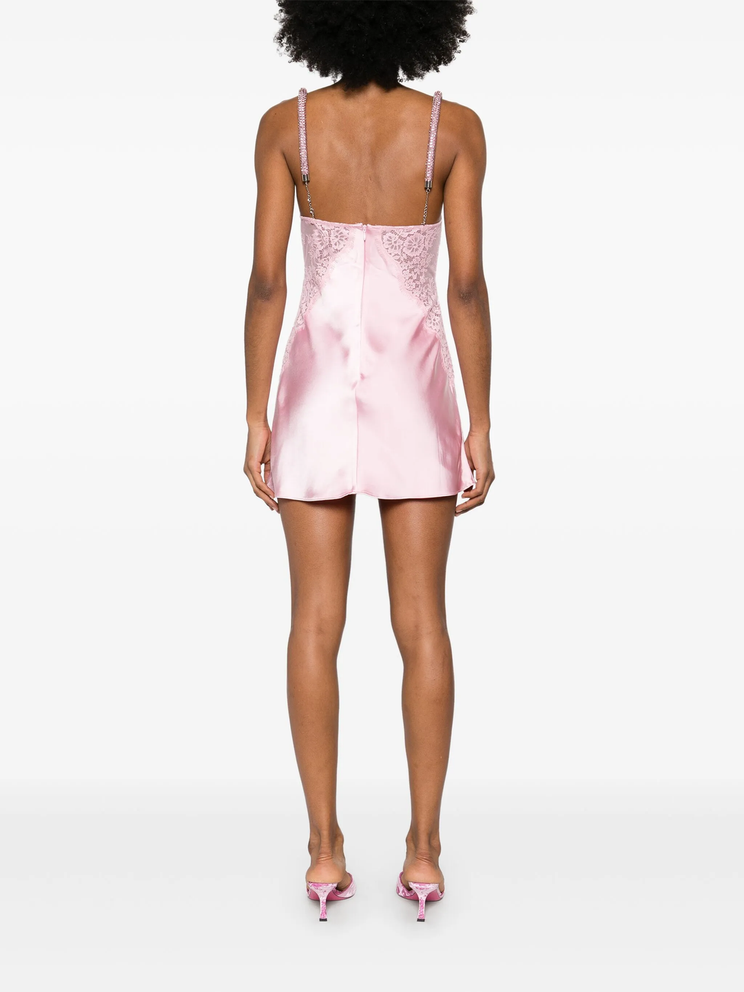 Pink Lace Satin Mini Dress