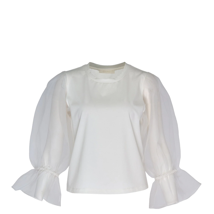 Triacetate Satin Knit Organza Top