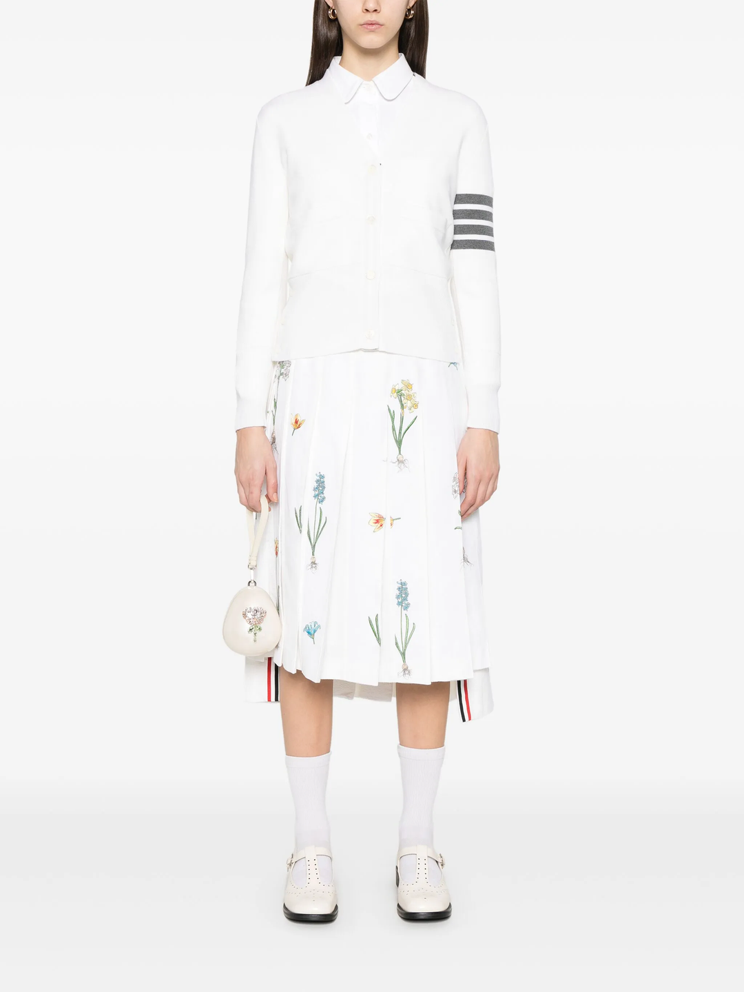 Botanical Flower Pleated Skirt