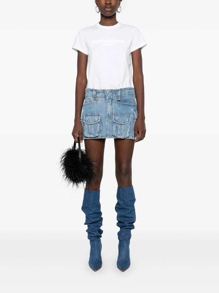 Distressed Logo Shrunken Tee In Cotton Jersey