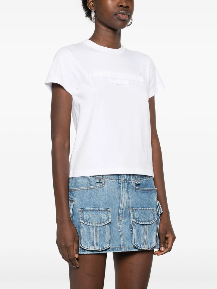 Distressed Logo Shrunken Tee In Cotton Jersey