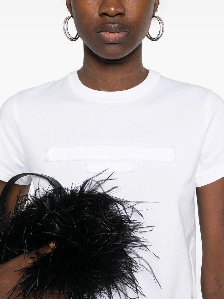 Distressed Logo Shrunken Tee In Cotton Jersey