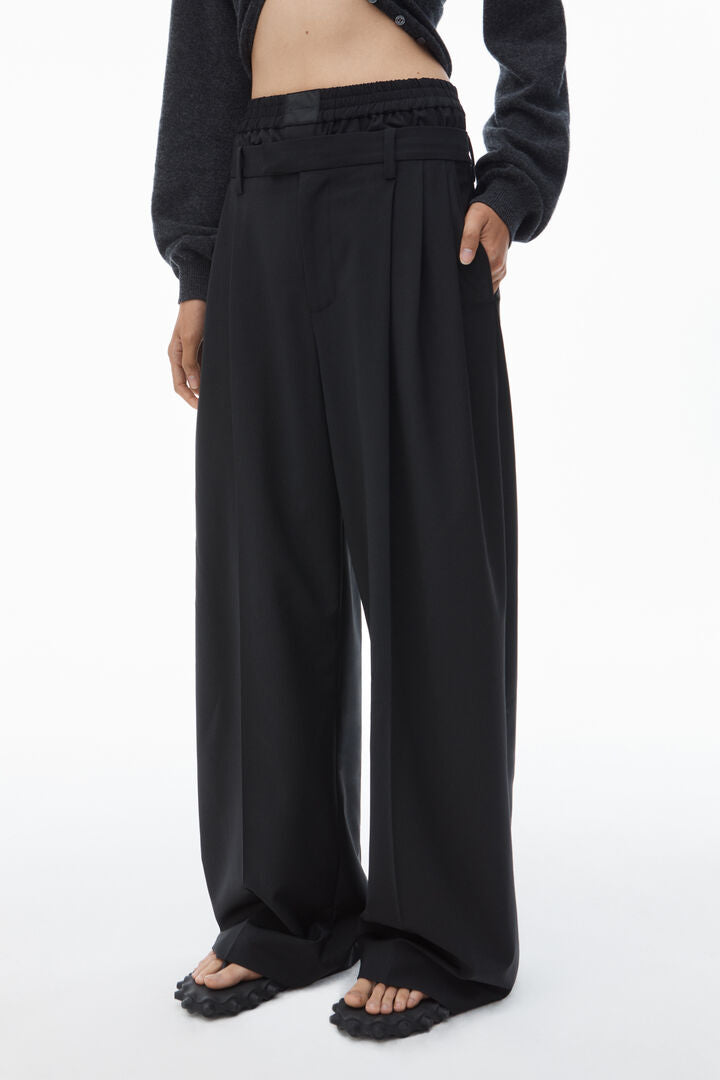 Pre-Styled Boxer Pleated Trouser