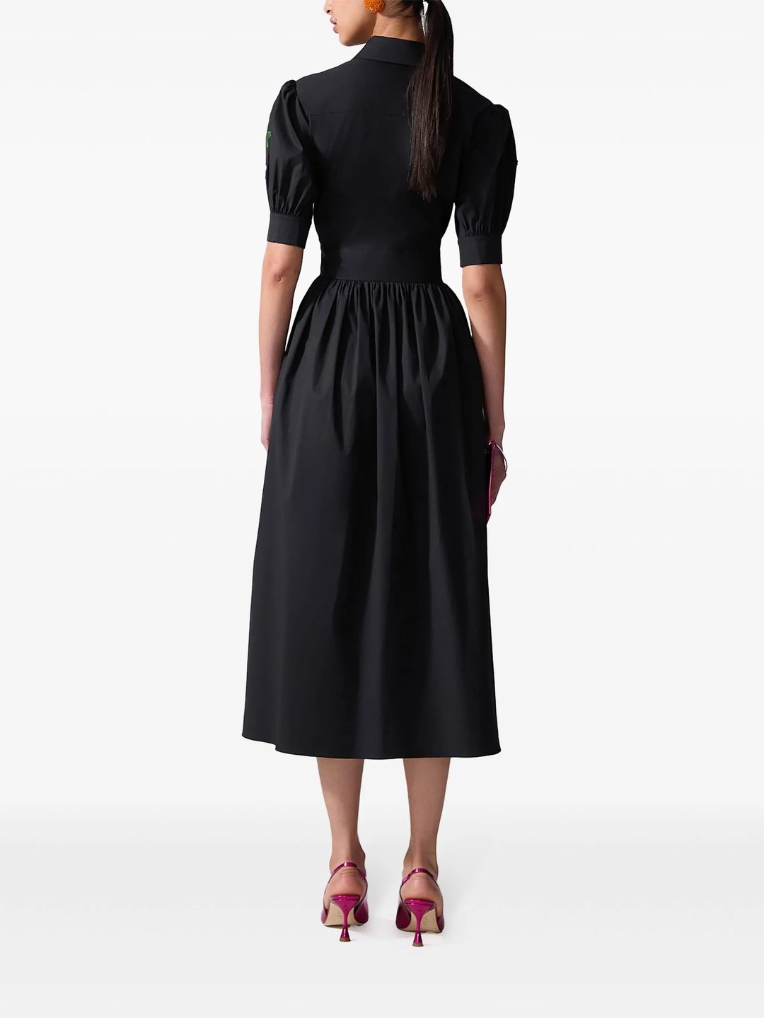 Embroidered Short Sleeve Shirt Dress