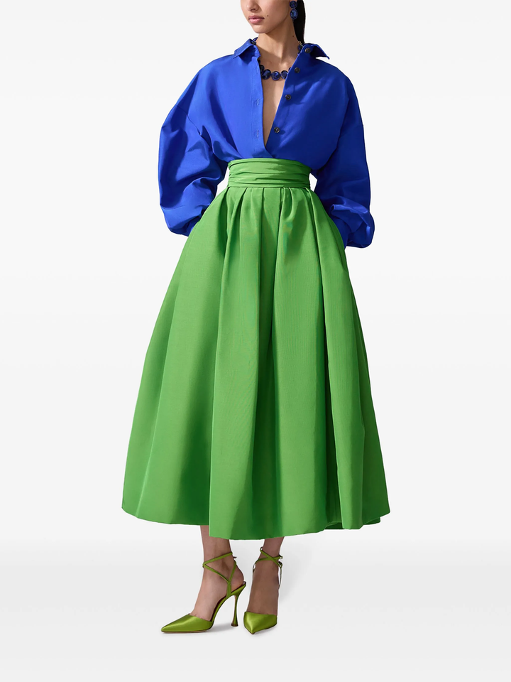 Midi Skirt With Cummerbund Waist
