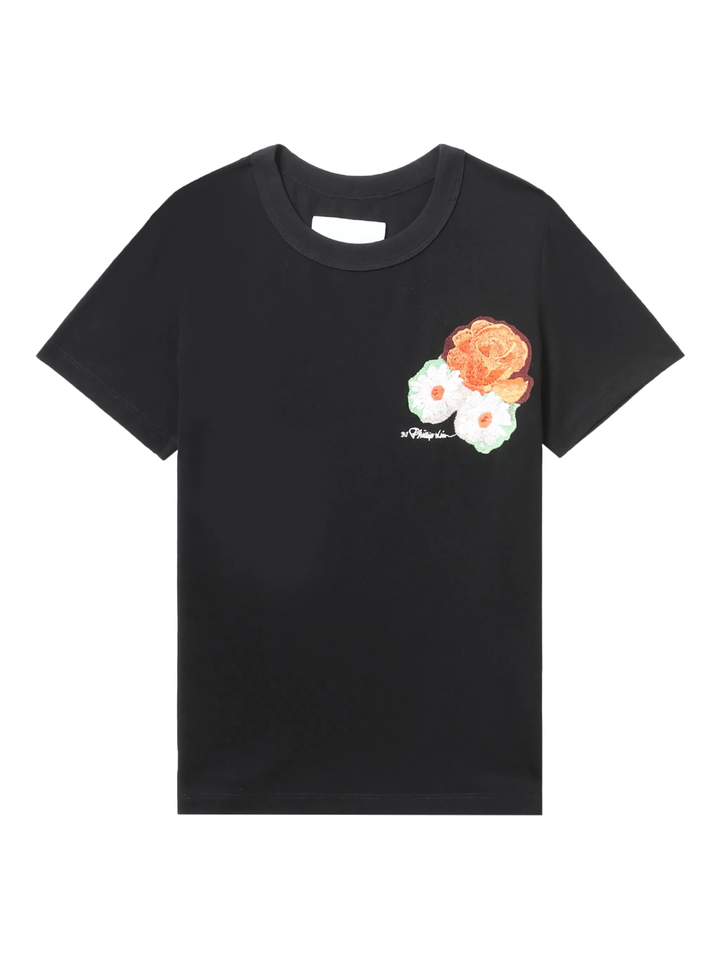 Cropped Tee With Bouquet Embroidery
