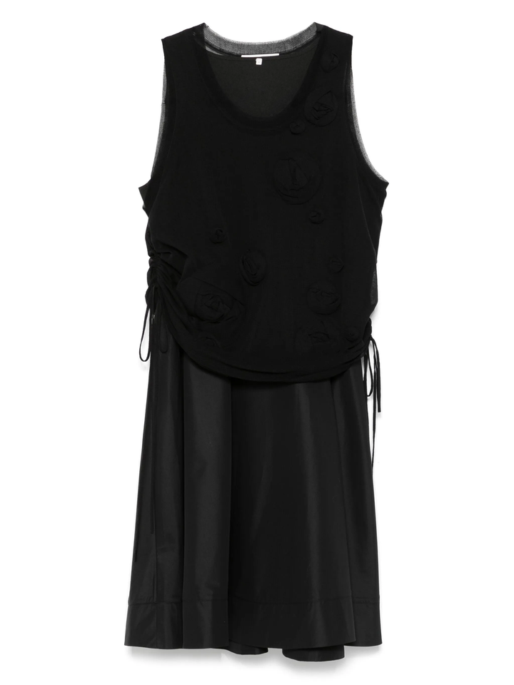 Gauze Combo Tank Dress With Rosettes
