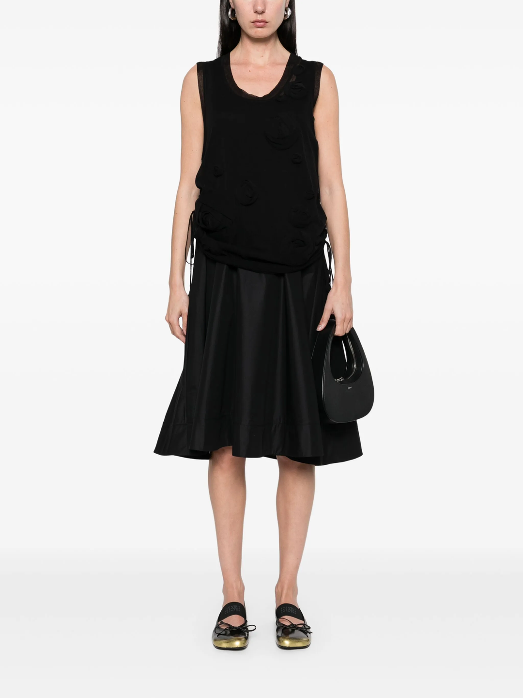 Gauze Combo Tank Dress With Rosettes