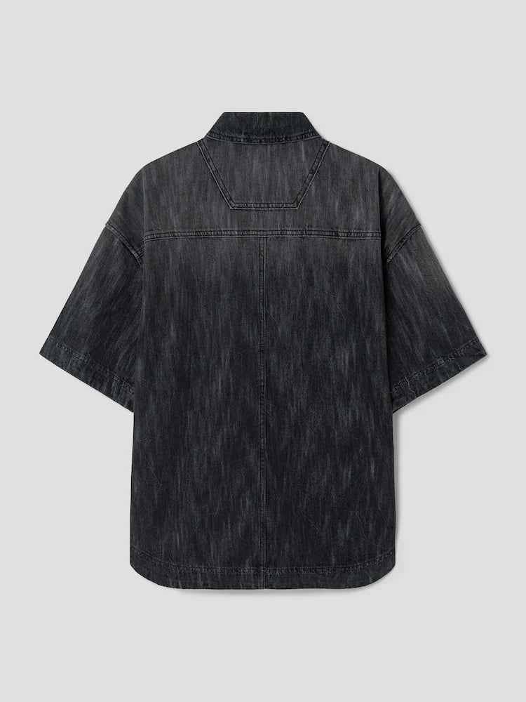 Black Denim Short Sleeve Shirt