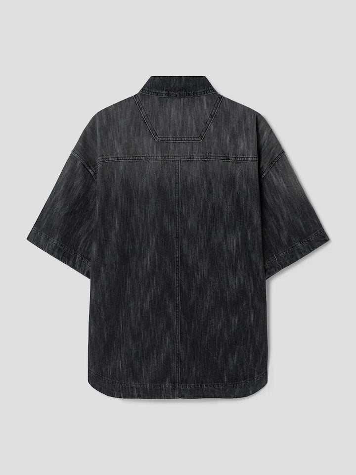 Black Denim Short Sleeve Shirt