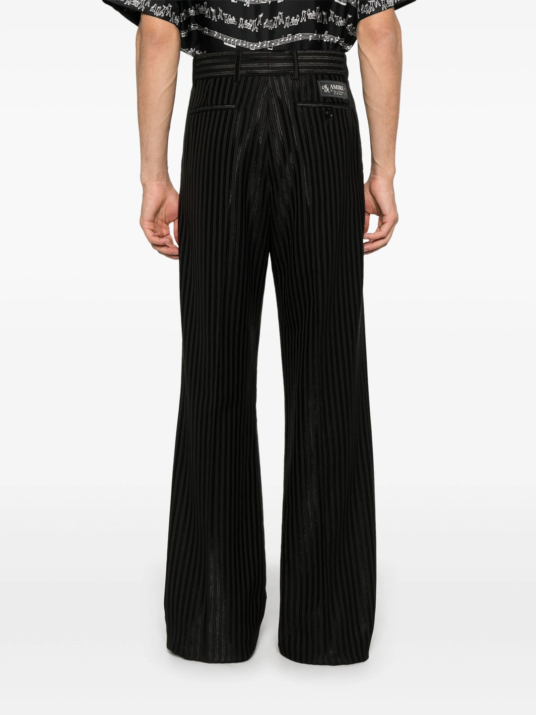 Striped Creased Flare Pants