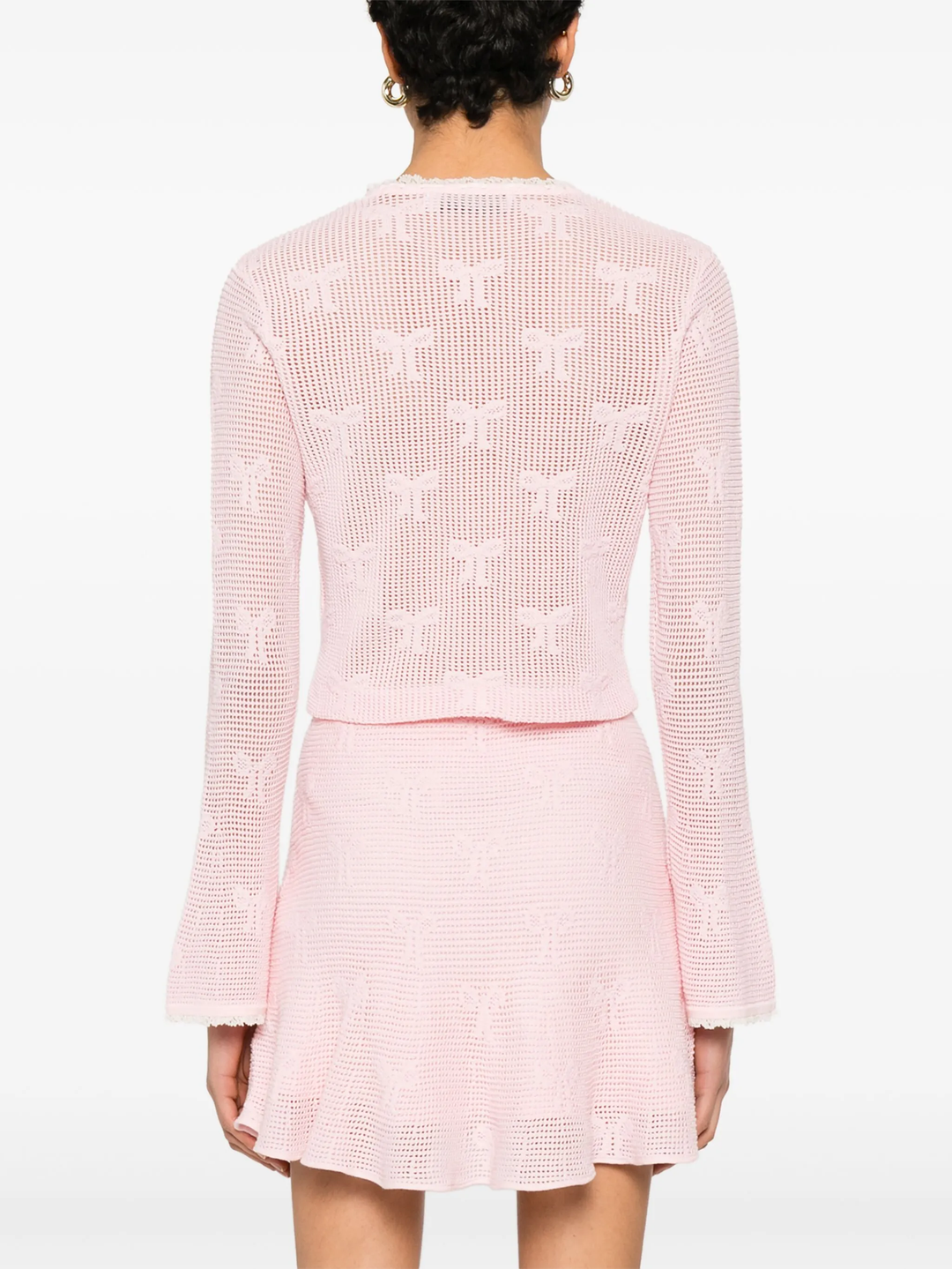 Pink Bow Crochet Cardigan