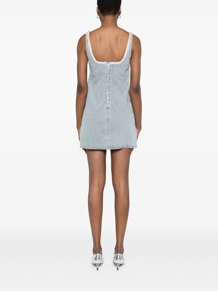 Light Blue Denim Bow Mini Dress