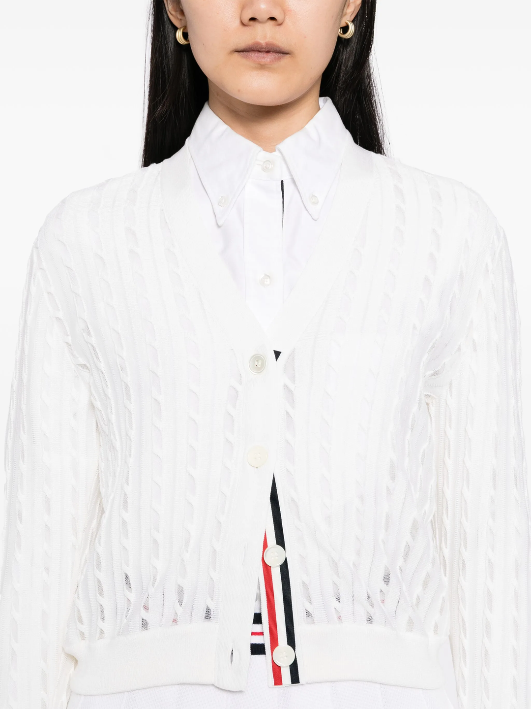 Cotton Silk Cable Knit Cardigan