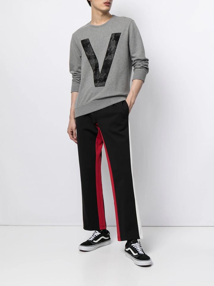 Cut&Sew Long Sleeve Crew Neck Sweatshirt