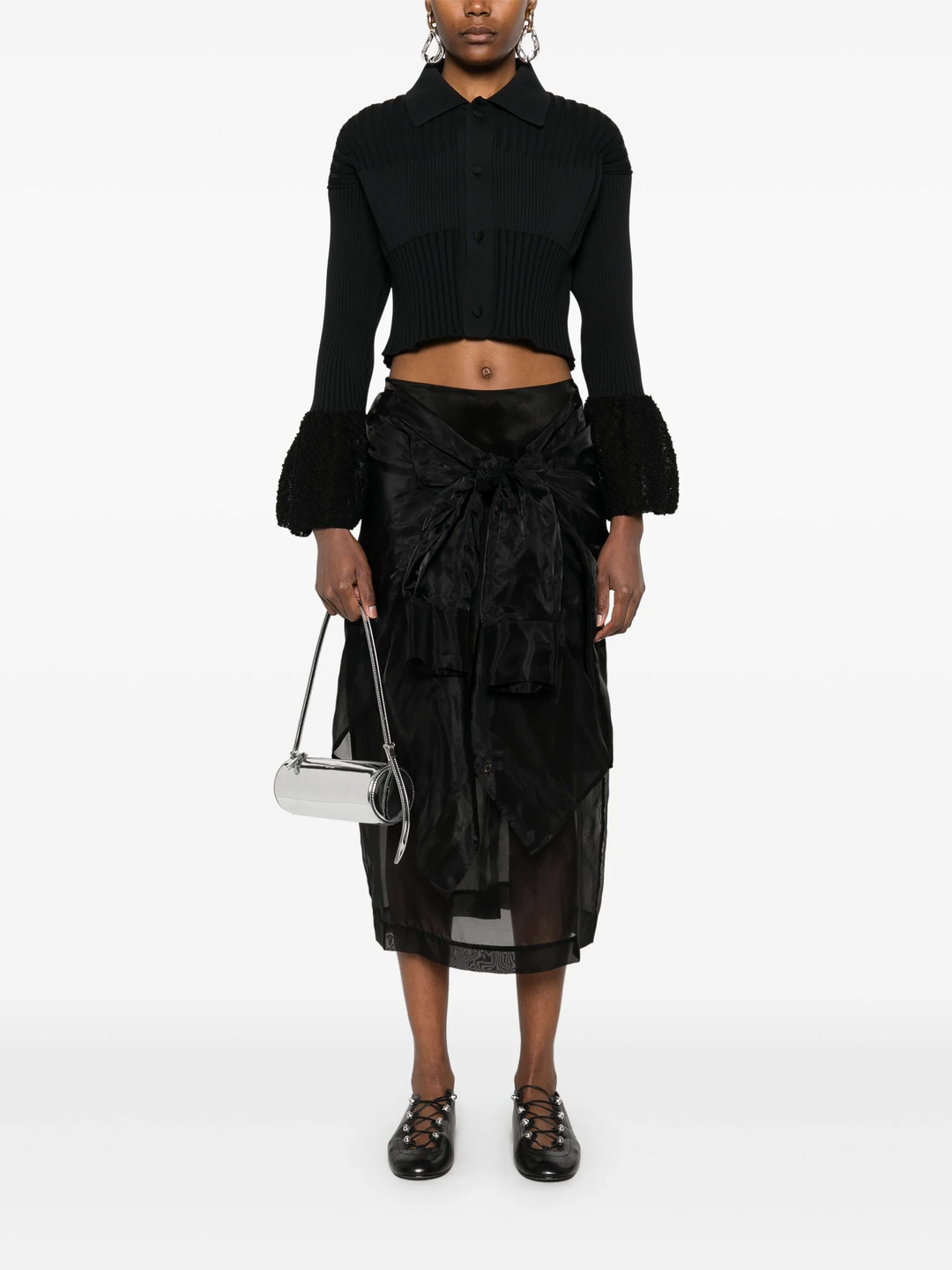 Fluted Ornament Cropped Shirt