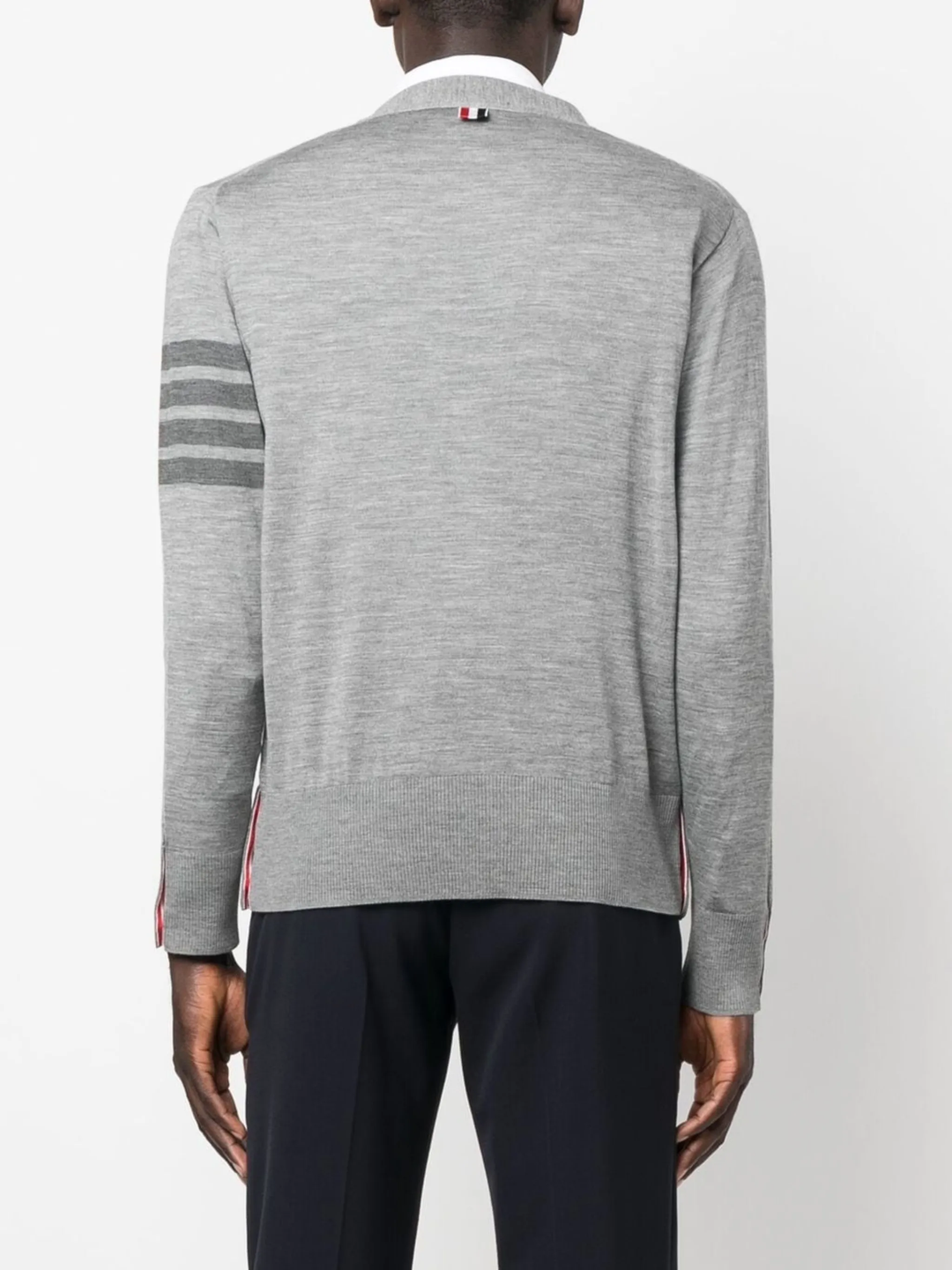 Wool 4-Bar V-Neck Cardigan