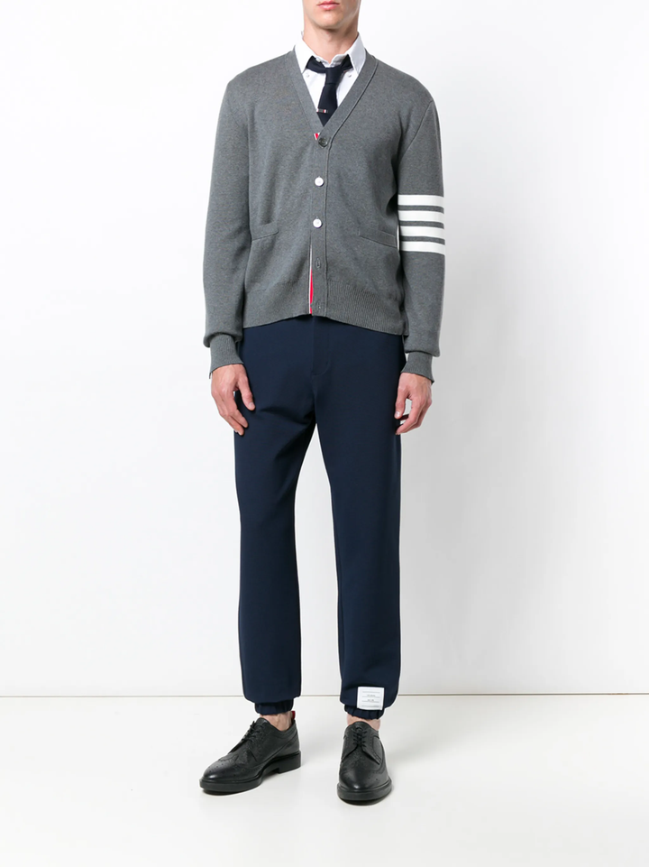 Cotton Crepe V-Neck Cardigan Men