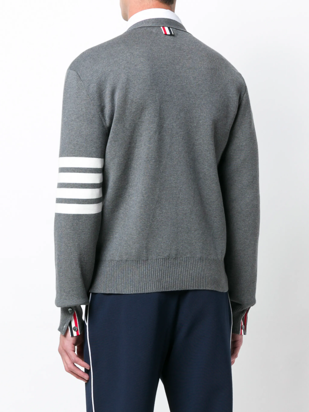 Cotton Crepe V-Neck Cardigan Men
