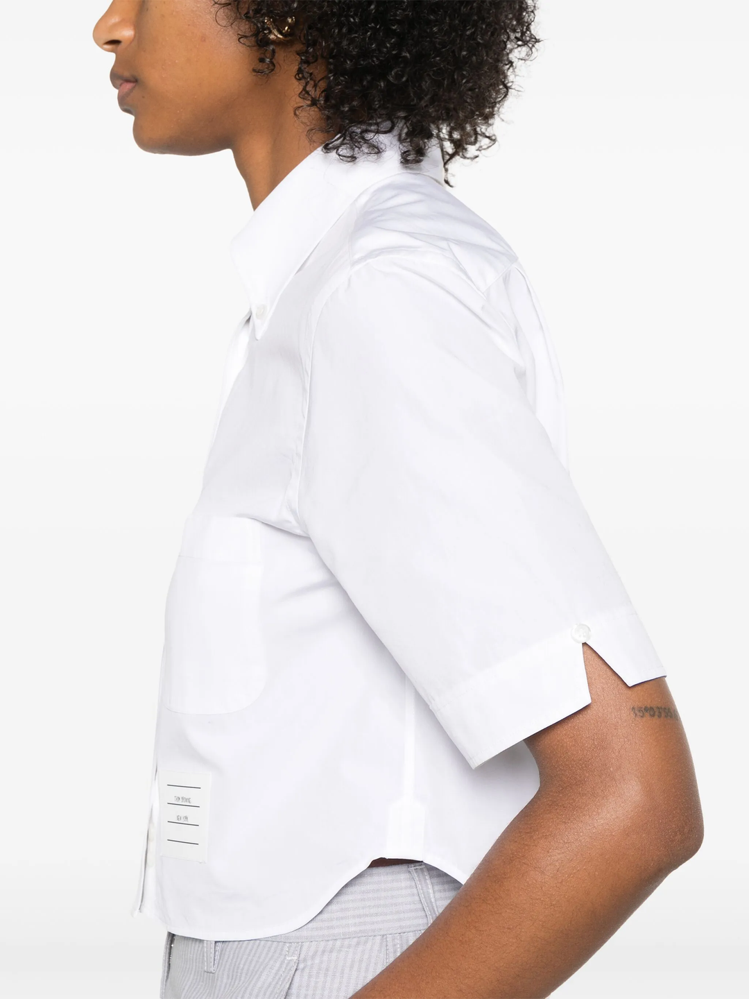Poplin Cropped Short Sleeve Shirt