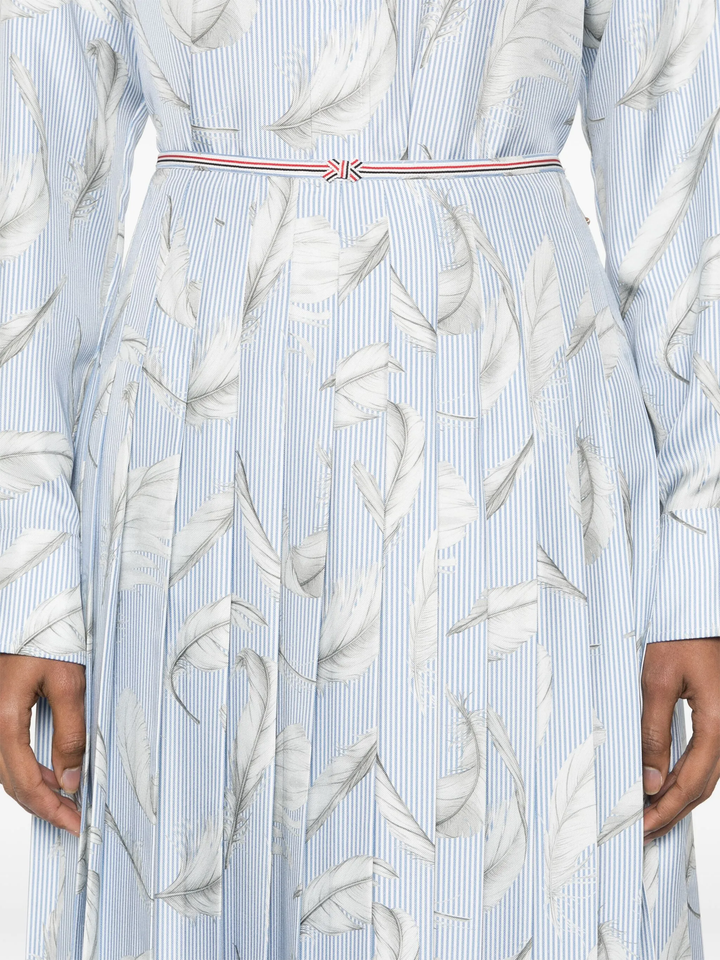 Feather Printed Silk Pleat Skirt