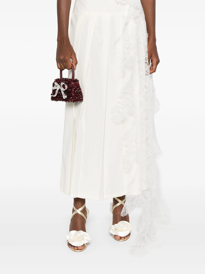 Burgundy Embellished Micro Bow Bag