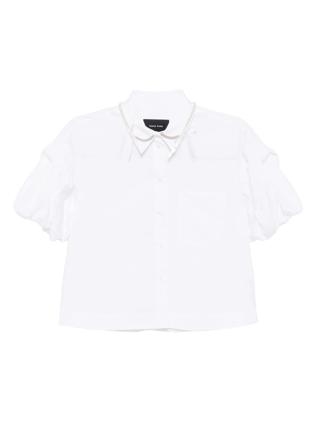 Cropped Puff Bow Sleeve Shirt