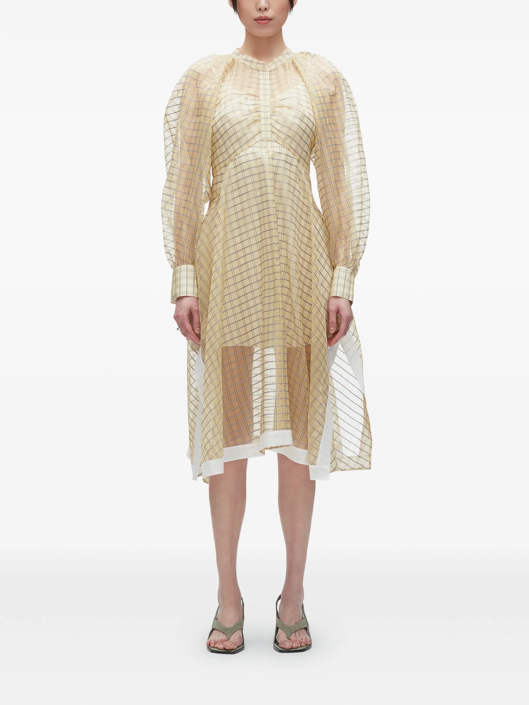 Plaid Organza Flounce Hem Dress