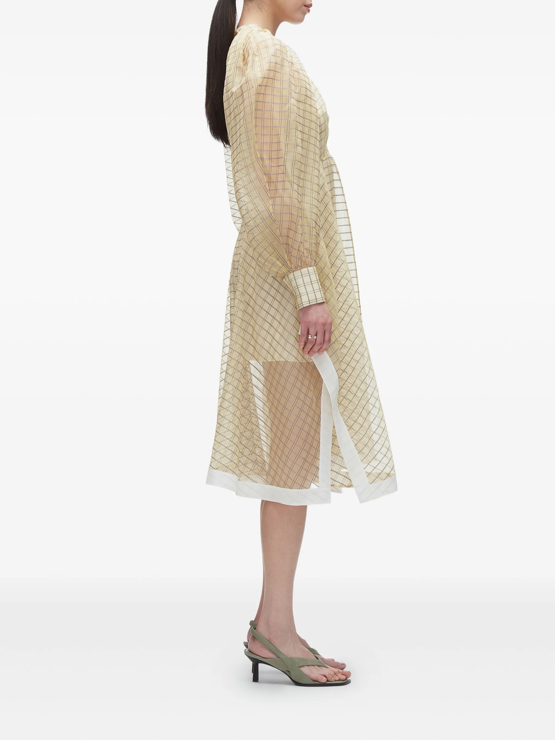 Plaid Organza Flounce Hem Dress