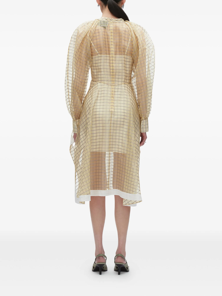 Plaid Organza Flounce Hem Dress