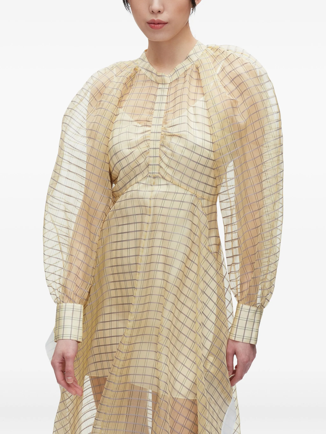Plaid Organza Flounce Hem Dress