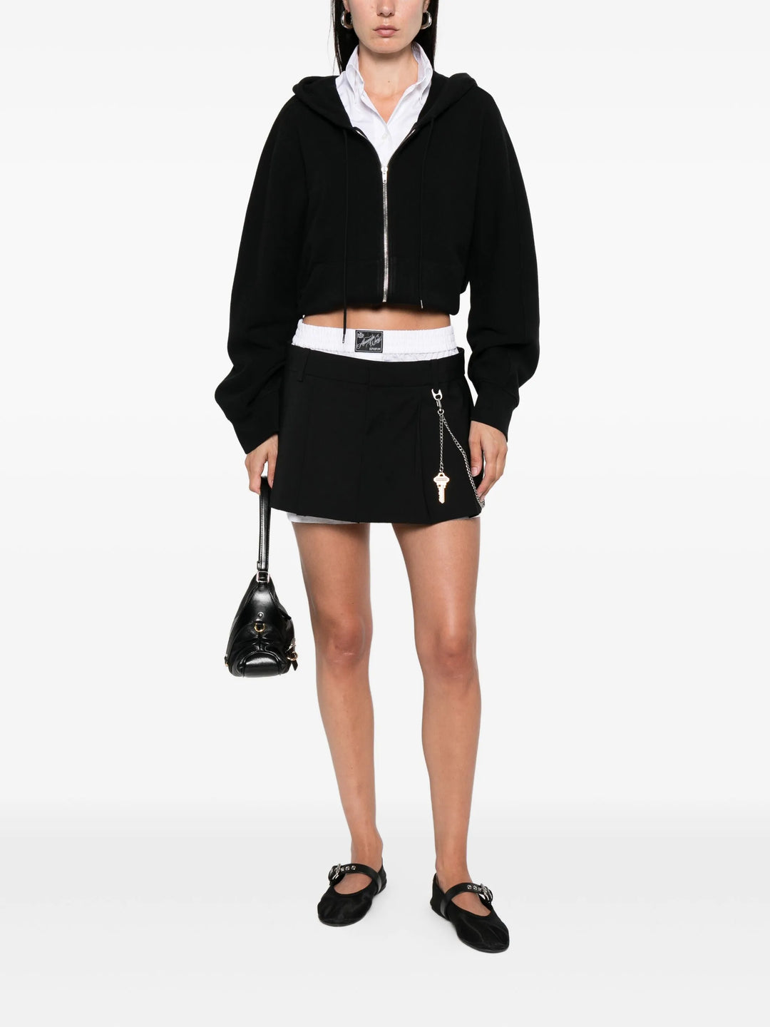 Pre-Styled Pleated Skort With Chain Detail