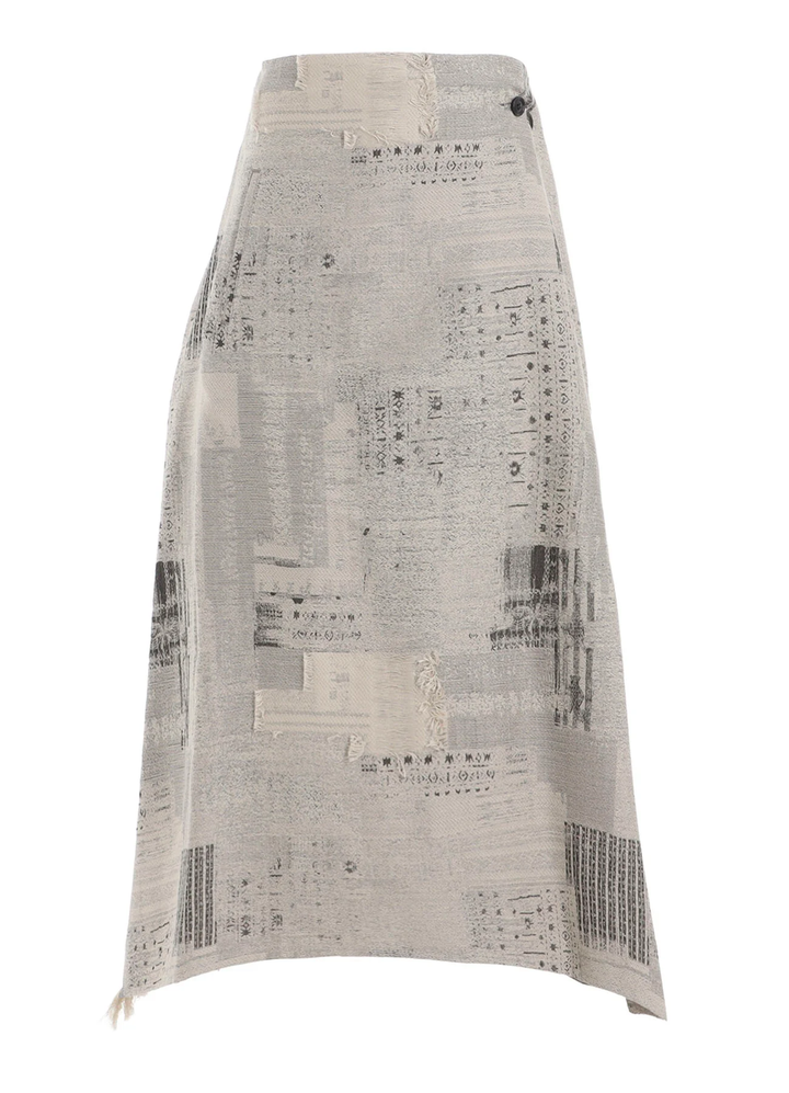 Patchwork Jacquard Wrap-Like Flare Skirt