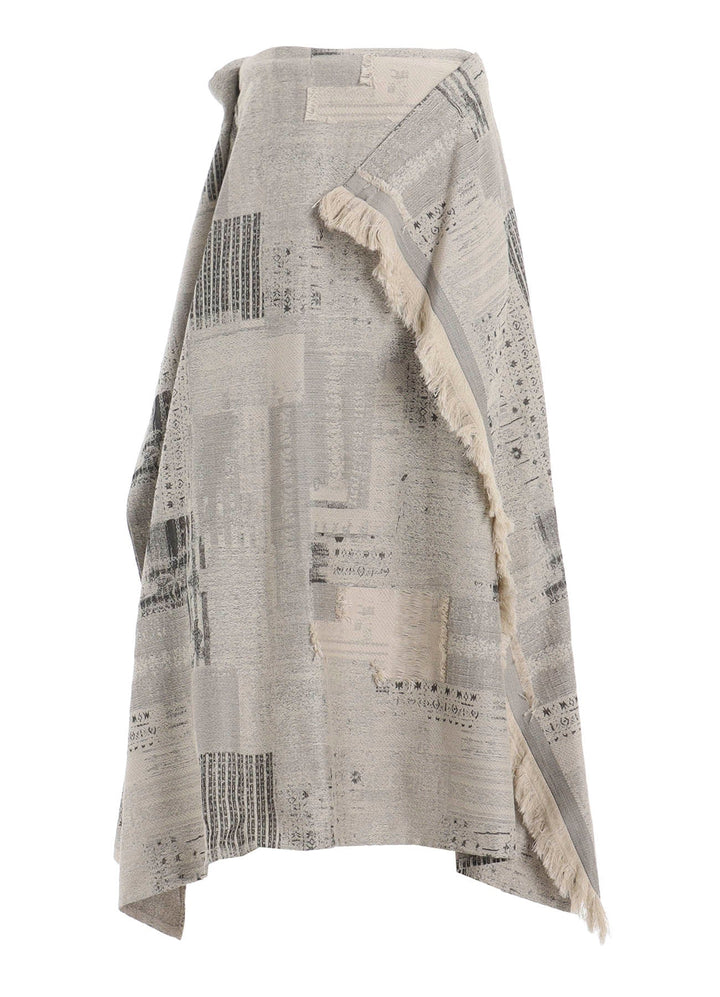 Patchwork Jacquard Wrap-Like Flare Skirt