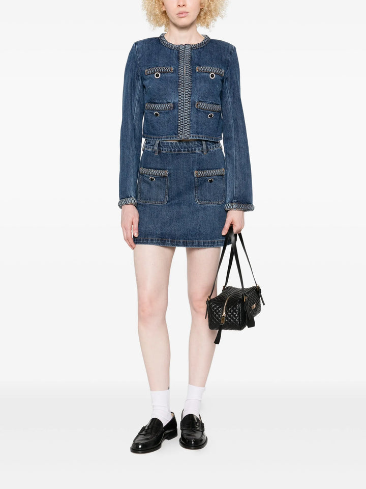 Denim Braided Mini Skirt