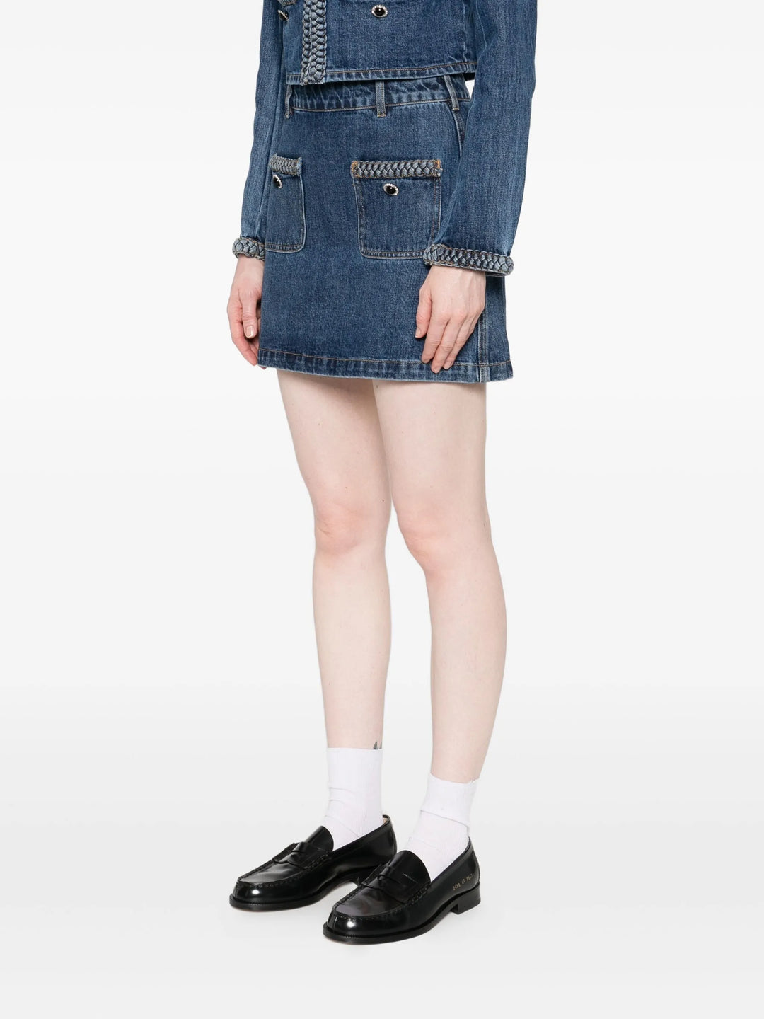 Denim Braided Mini Skirt