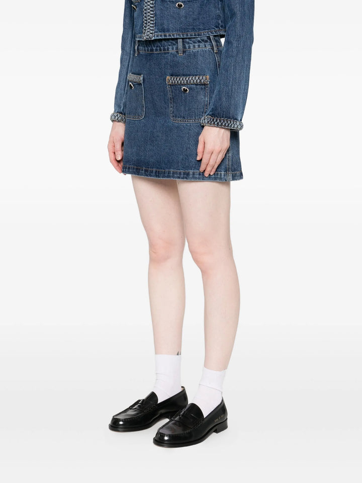 Denim Braided Mini Skirt