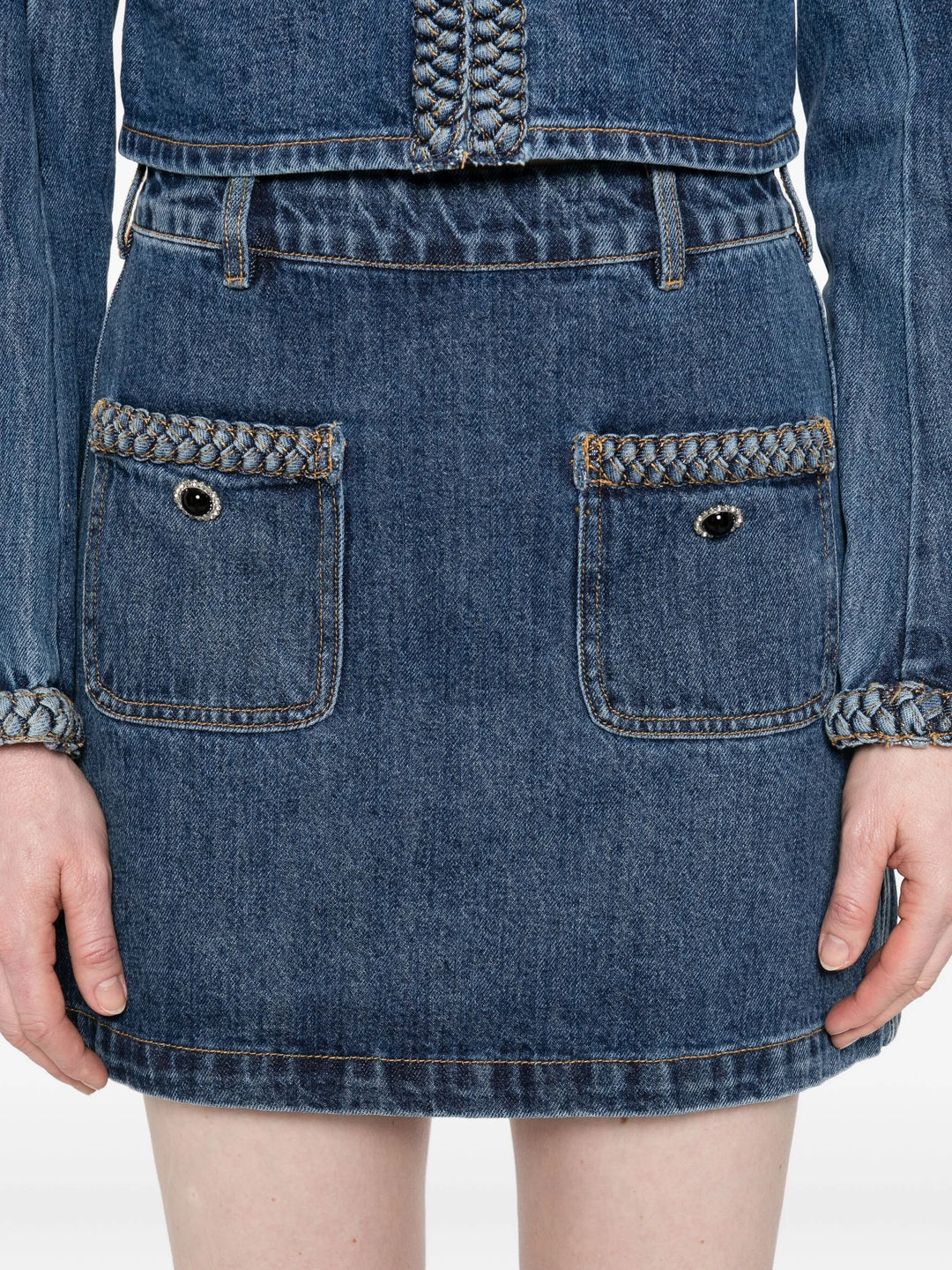 Denim Braided Mini Skirt