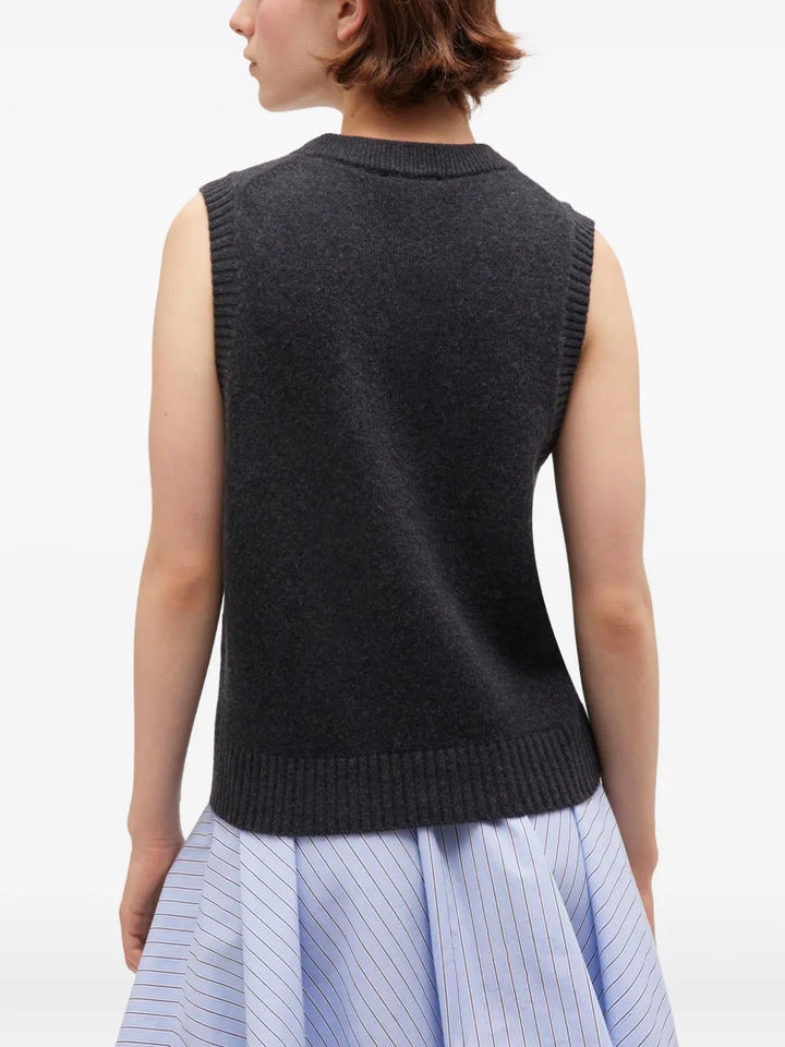 Graphic Wool Mix Flowers Vest