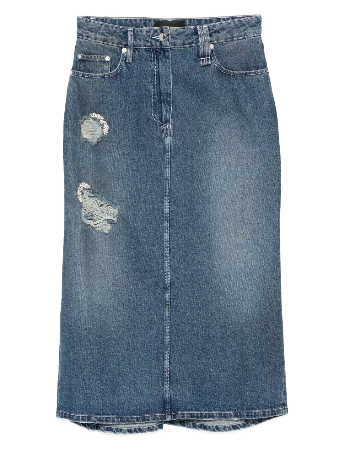 Denim Kick Back Flare Skirt