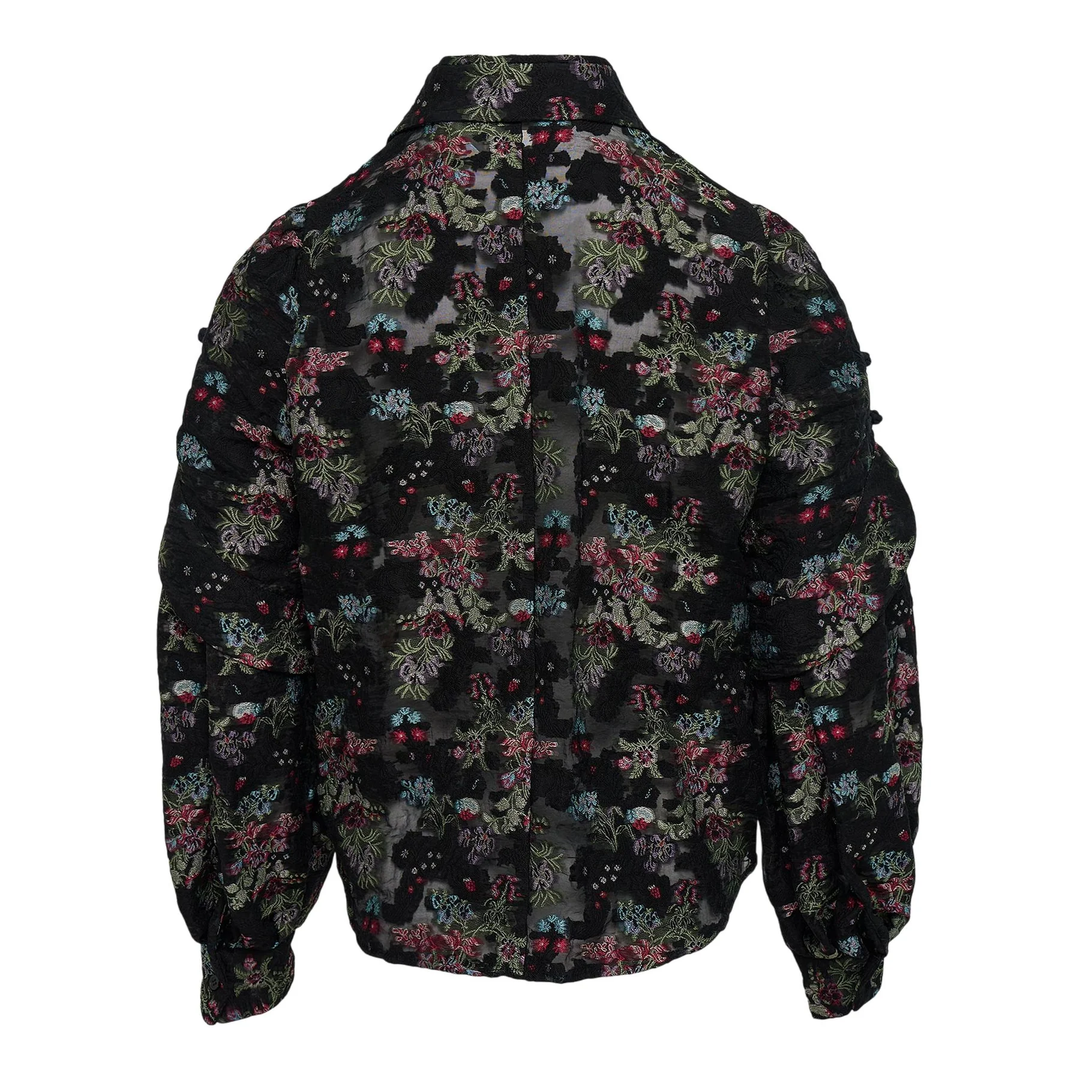 Floral Pattern Cut Jacquard Shirt