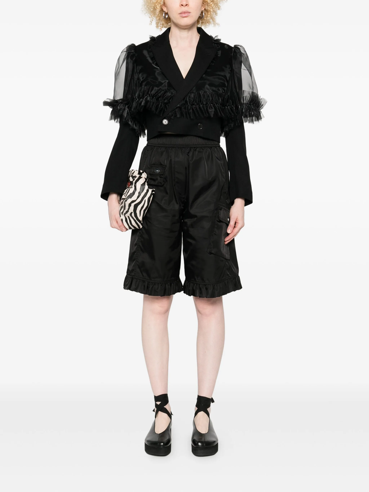 Wool Gabardine x Polyester Organza Jacket