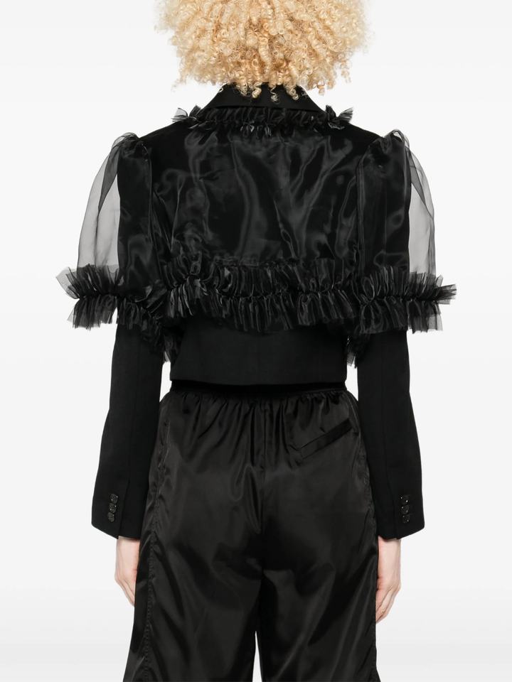 Wool Gabardine x Polyester Organza Jacket